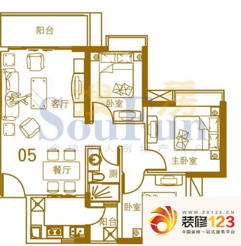 广州富力院士庭富力院士庭户型图4室2厅户型图 4 .