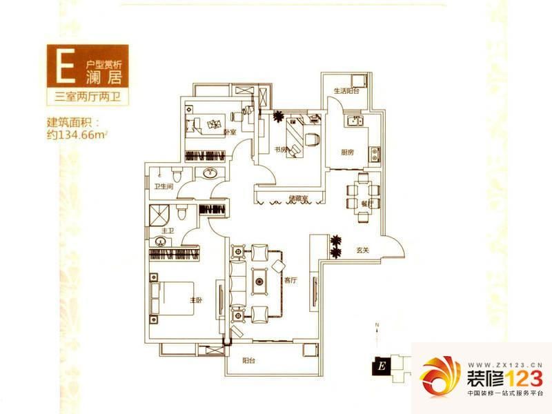 西安山水悦庭山水悦庭e户型图图片大全-我的小区-西安装信通网