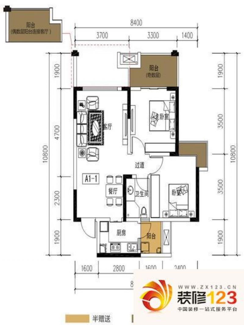 源上湾国际社区a1-1户型户型图.