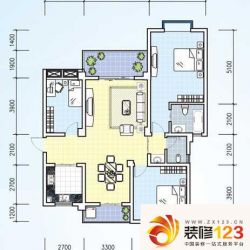 江海锦华苑户型图e型 3室2厅2卫1.