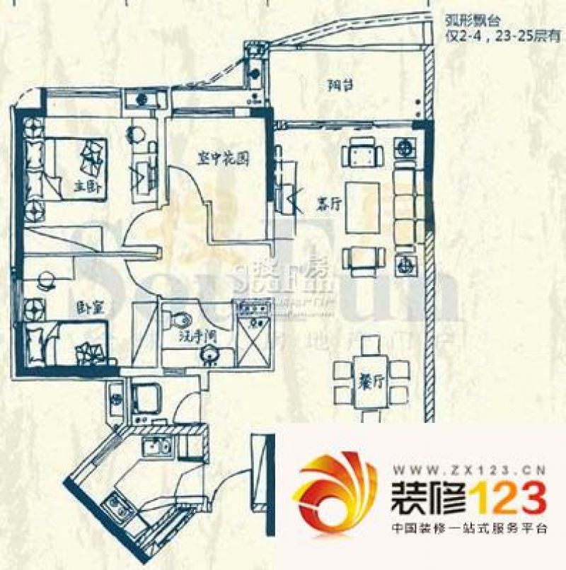 保利林海山庄户型图3室2厅户型图 .