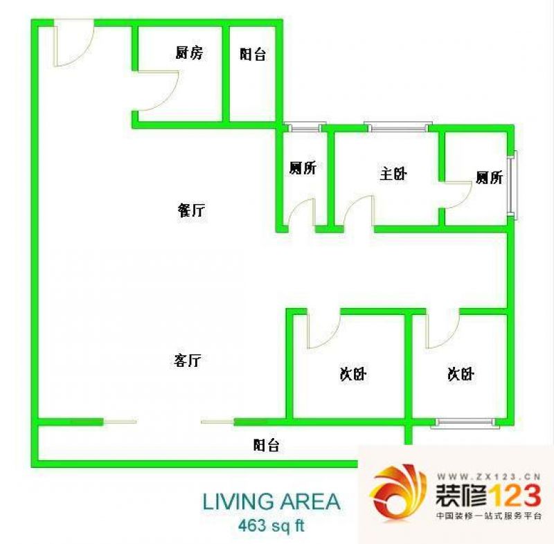 天誉花园户型图3室2厅户型图 3室.