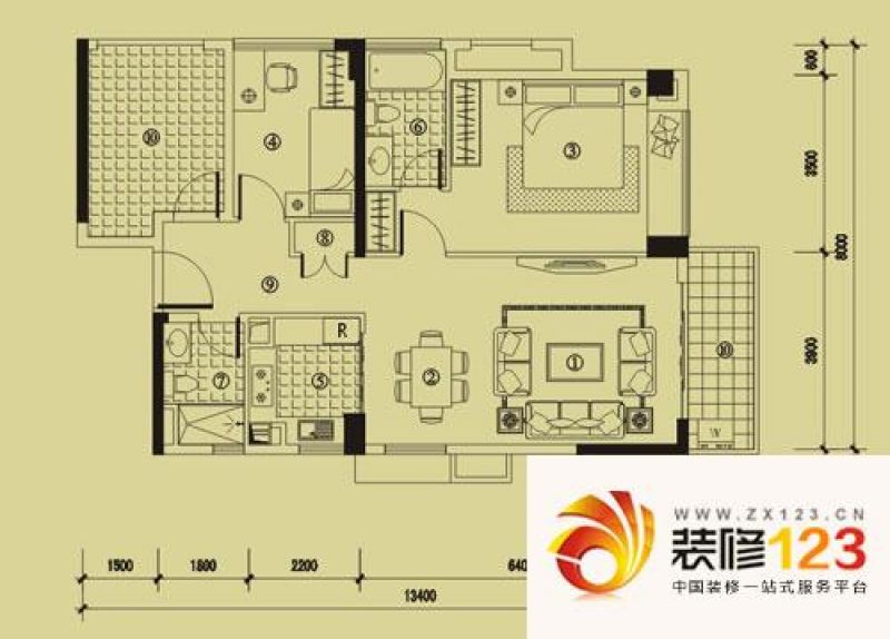 东莞万科虹溪诺雅万科虹溪诺雅 3室2厅 户型图.