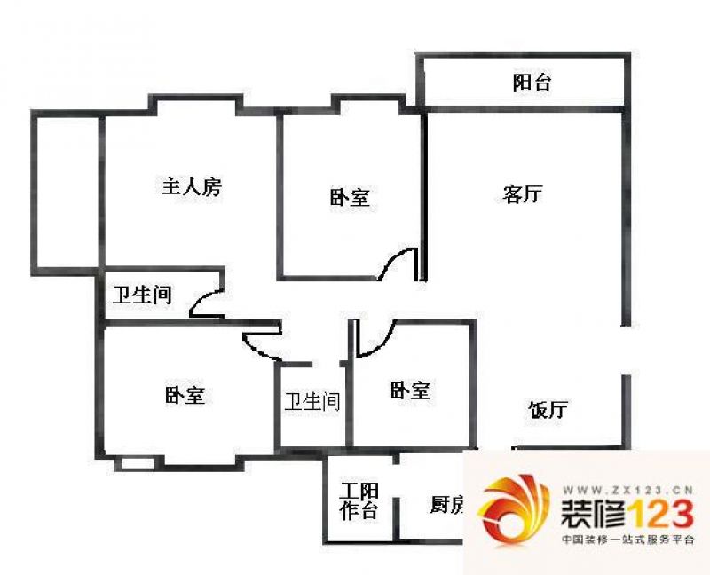 东晖花园户型图4室2厅户型图 4室.