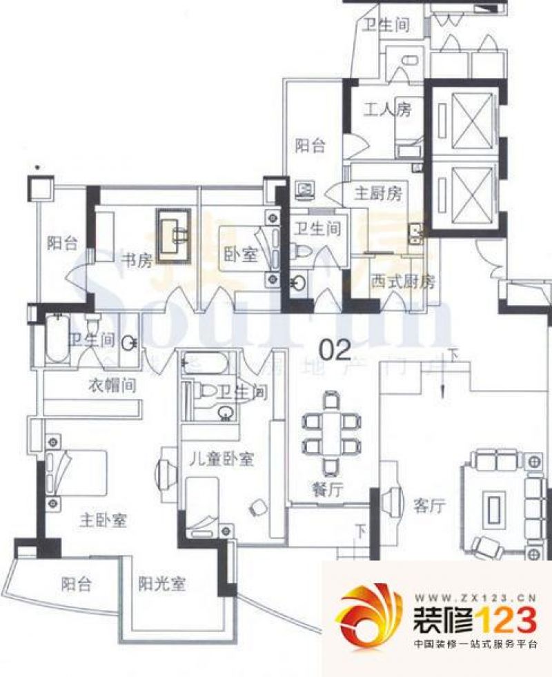 世纪绿洲户型图5室2厅户型图 5室.