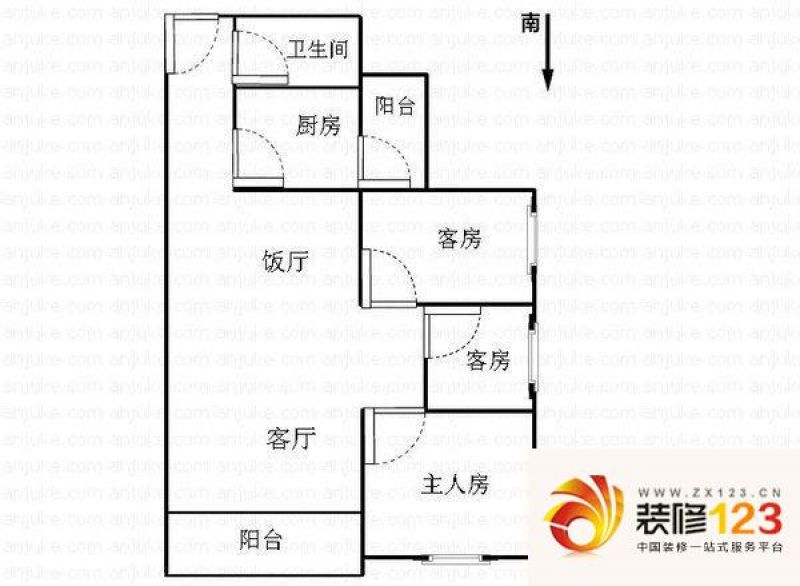 星汇雅苑户型图3室2厅户型图 3.