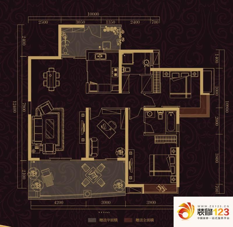 珠江御景湾户型图二期d1户型 3室 .