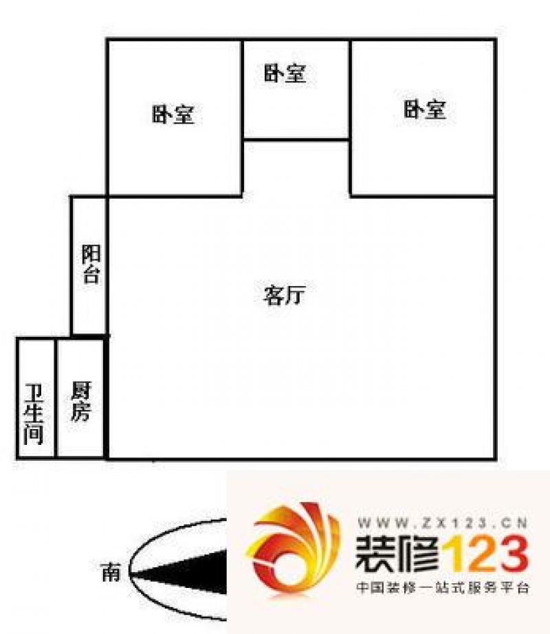 跑马地花园户型图3室1厅户型图 3 .