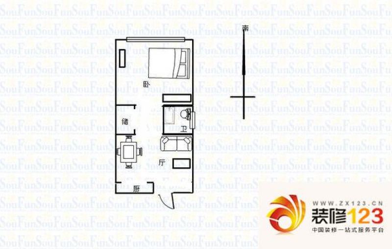 骏豪国际 1室 户型图