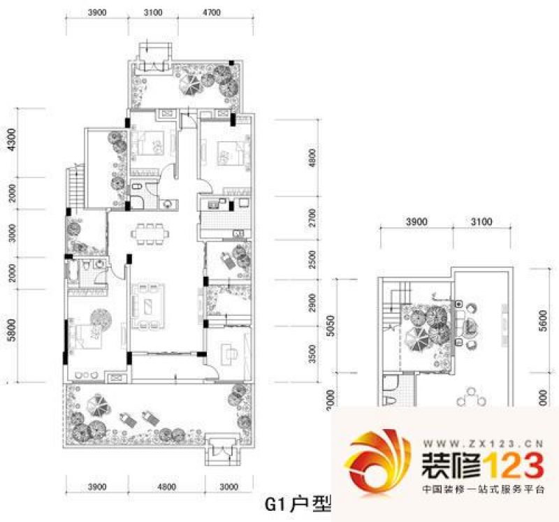 中铁瑞景澜庭户型图19栋一层g1户 .