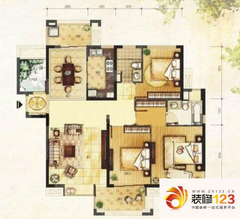 万科金色里程户型图 户型图 4室 .