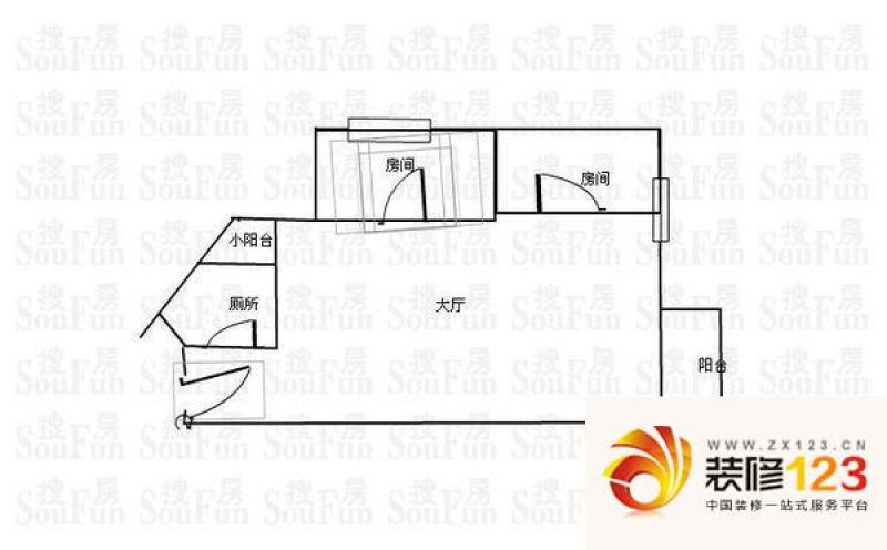 百脑汇商住楼户型图2室1厅户型图 .