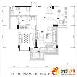 百步亭花园现代城户型图H2 2室2 ...