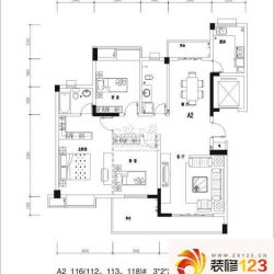 百步亭花园现代城户型图E1 2室2 ...