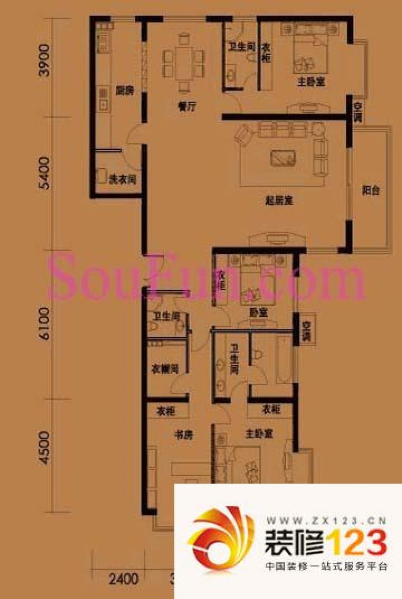 万和世家户型图户型图 4室2厅3卫.