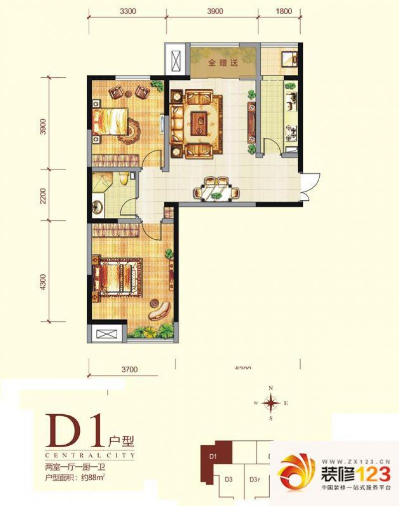 西安华远君城华远君城c户型户型图图片大全-我的小区