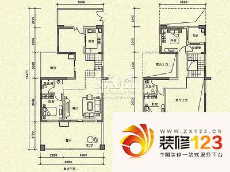 桑泰丹华二期户型图三室二厅二卫 .