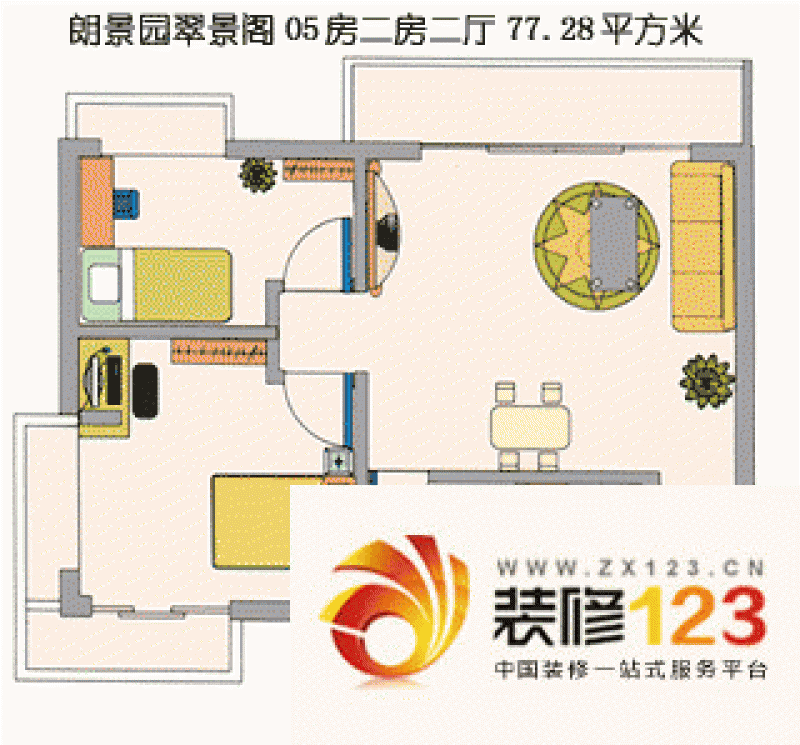 朗景园户型图2室2厅1卫1厨.