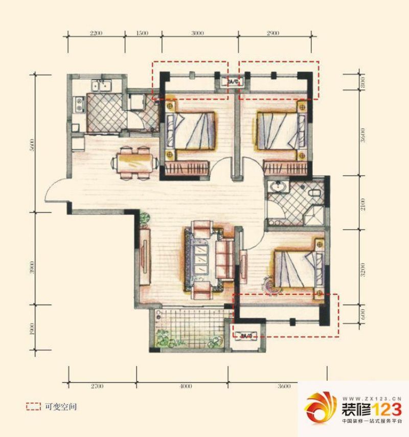 都江堰都江华府都江华府户型图1,2号楼b2户型 2.图片大全-我的小区