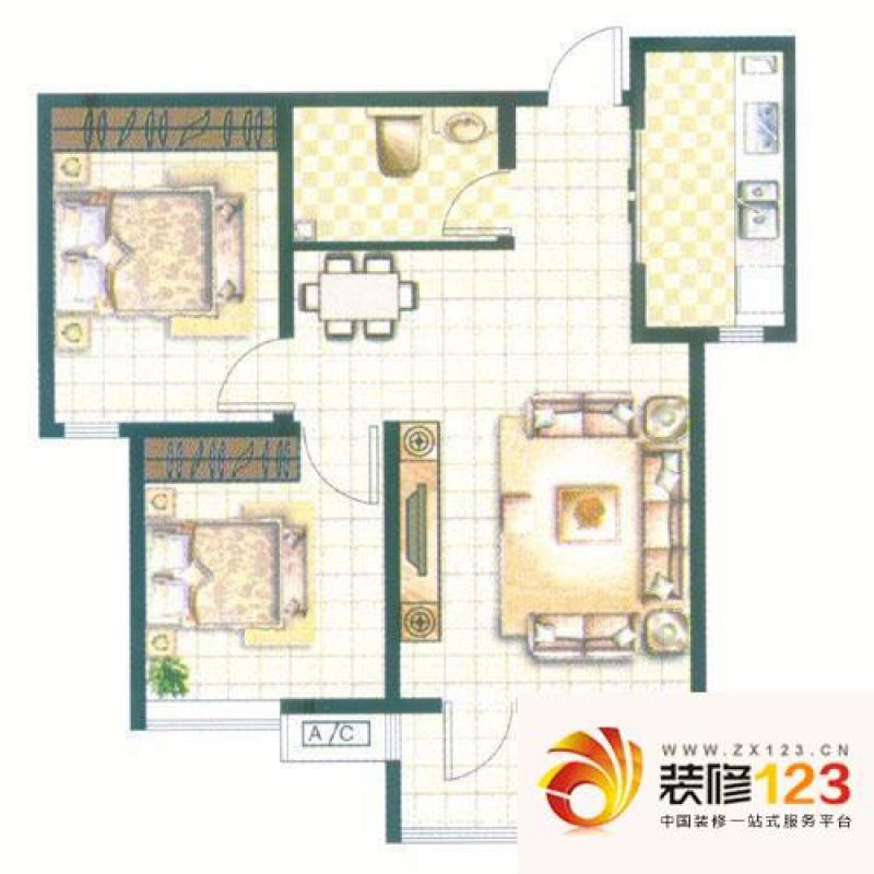 铭雅苑户型图2室 户型图 2室2厅1.