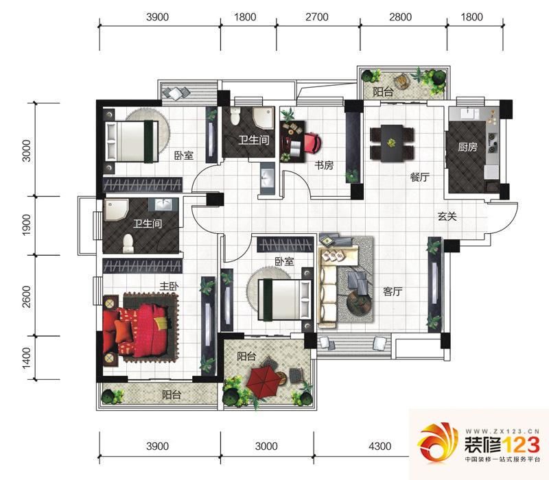 百步亭现代城二区户型图B户型 4 ...