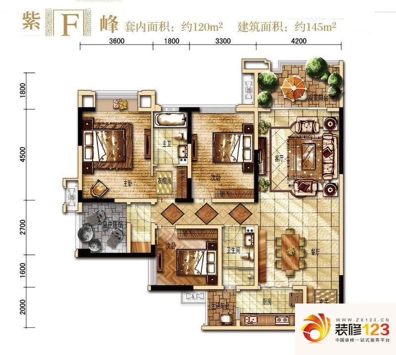 紫御江山户型图紫峰组团1-3号楼f.