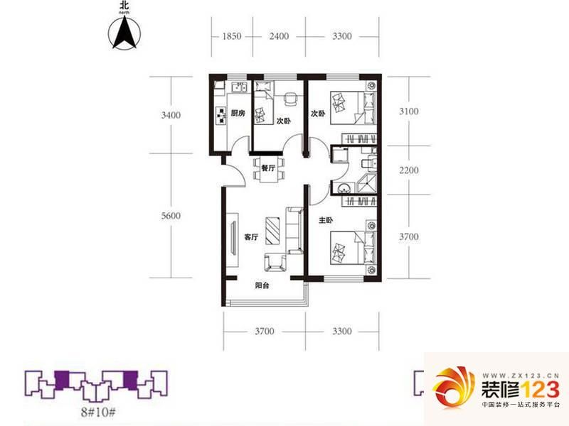 中国铁建梧桐苑C-A户型户型图 ...