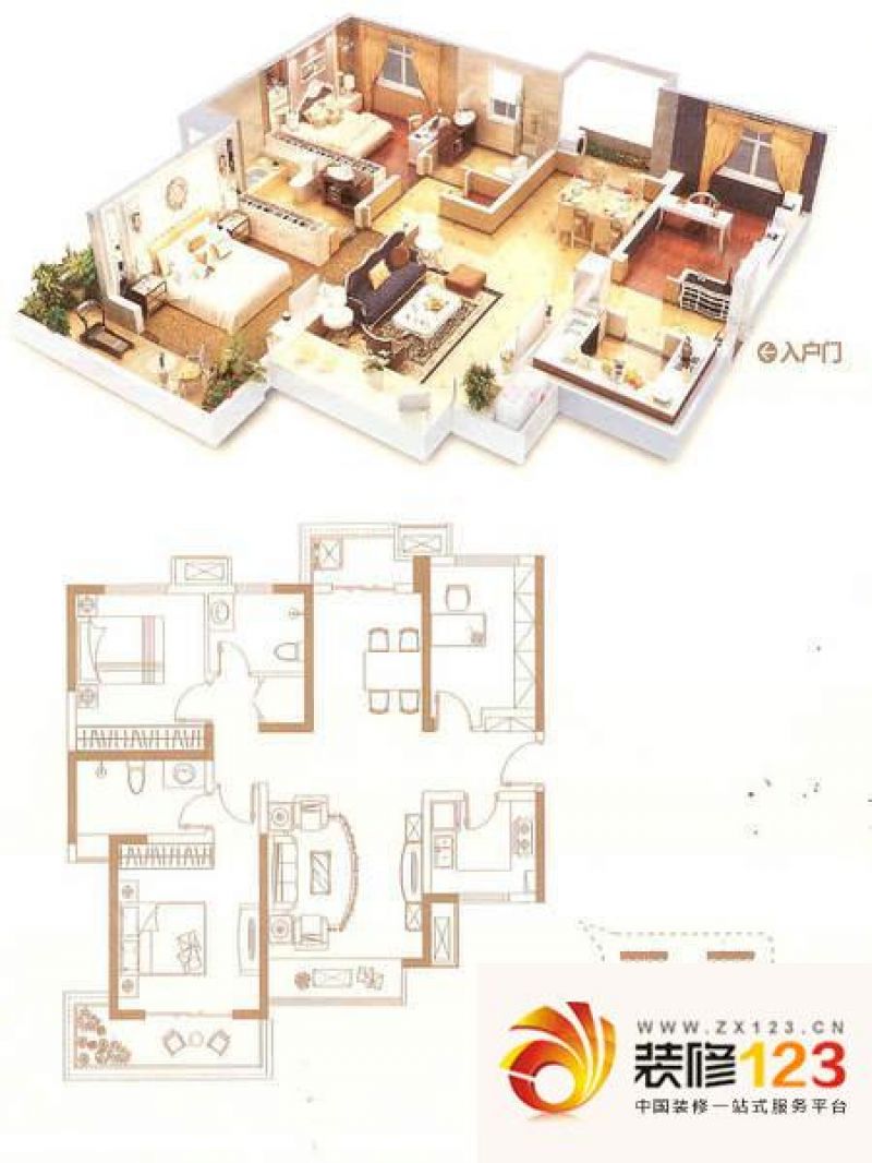龙湖枫香庭b户型户型图 .