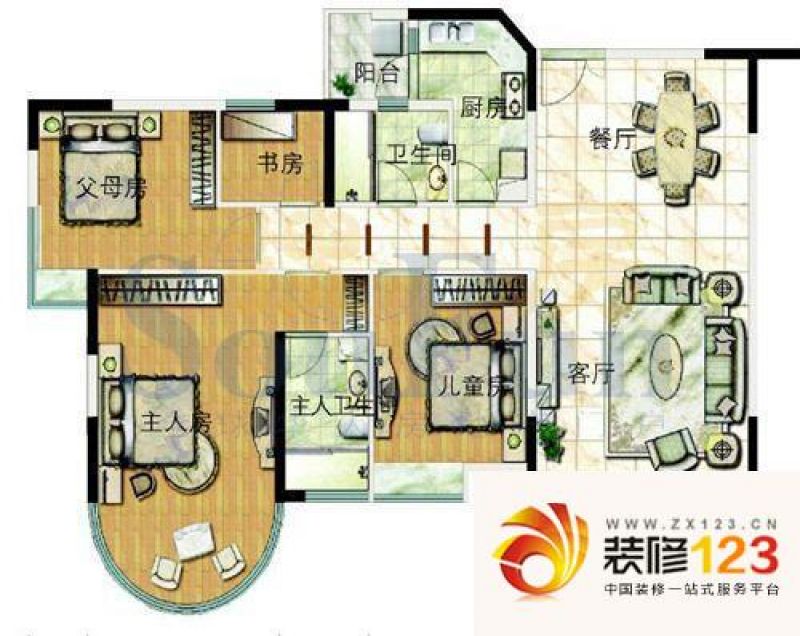 骏景花园骏盛轩户型图4室2厅户型.