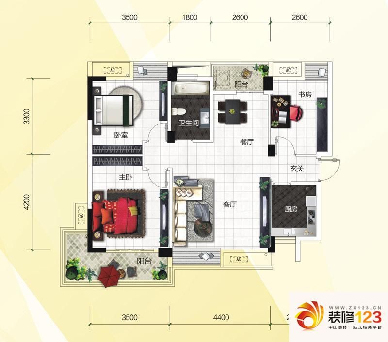 百步亭现代城二区户型图L户型 3 ...