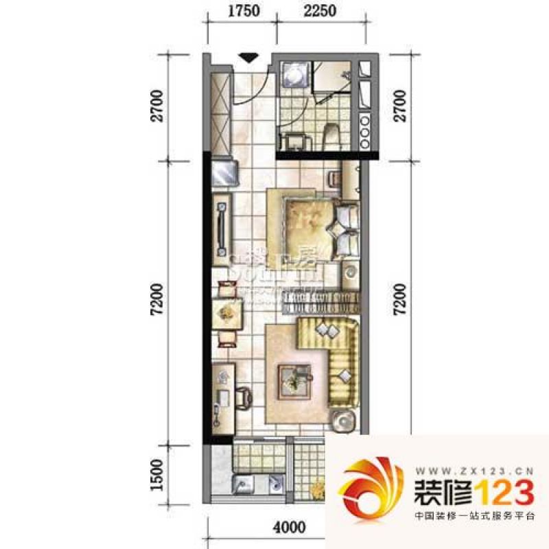 珠江克莱国际公寓户型图1户型 1 .