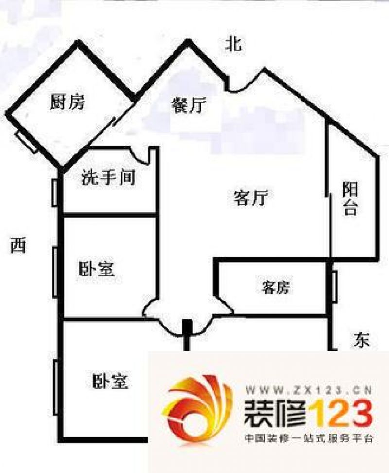 广州东晖花园旭日居东晖花园旭日居户型图2室2厅户型.