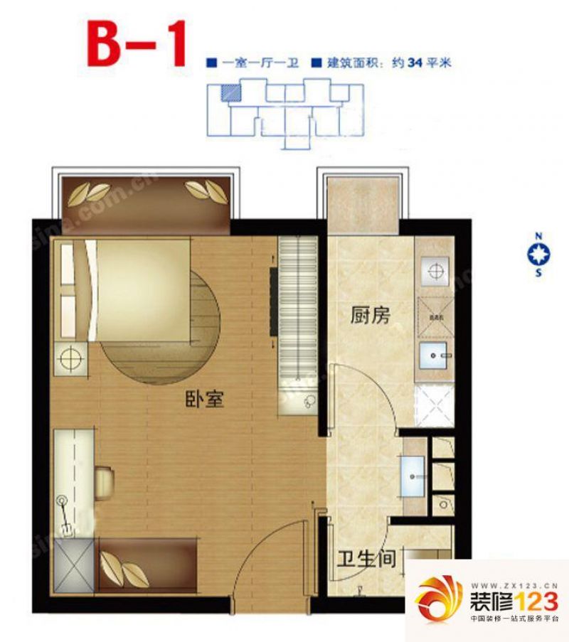 第三区观邸户型图B1户型图 1室 ...