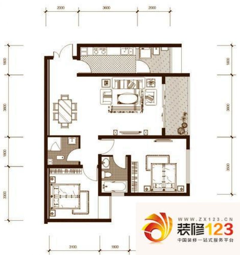 龙湖春森彼岸户型图b1型(已售完) 2 .