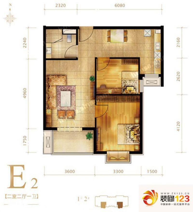 第三区观邸户型图E2户型图 2室 ...