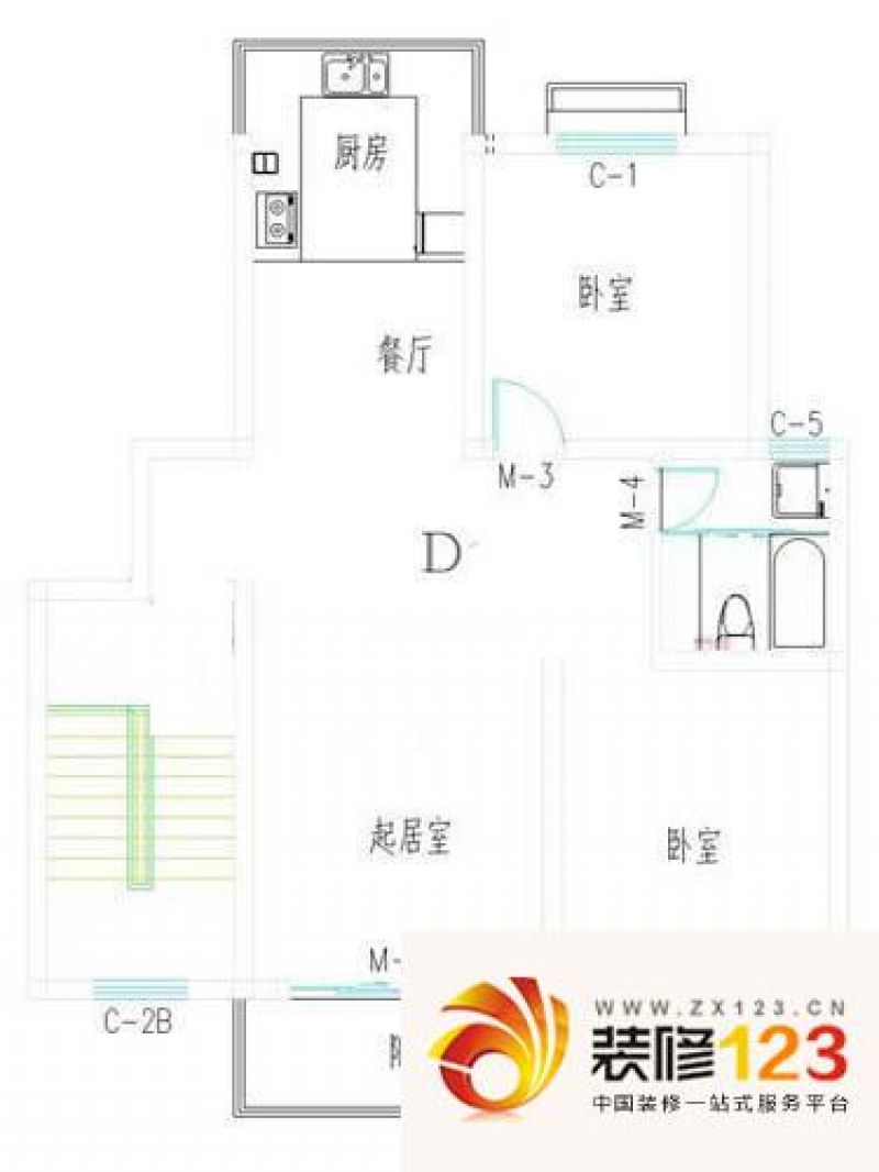 聚贤新城户型图d13户型 2室2厅1.