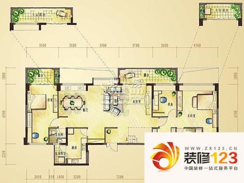香瑞园户型图f栋六房三厅四卫 6 .