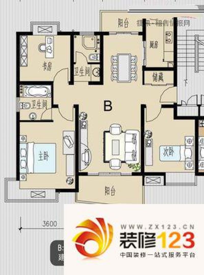 天津桂荷园桂荷园户型图户型图 4室3厅2卫1 .图片