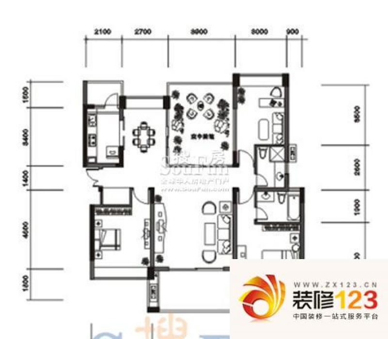 重庆金科廊桥水岸金科廊桥水岸户型图户型图 3室2 .