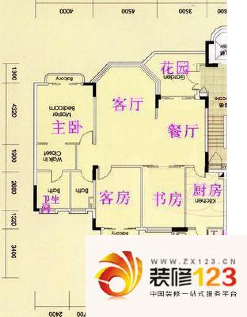 汇景新城柏菲美泉户型图4室2厅户.