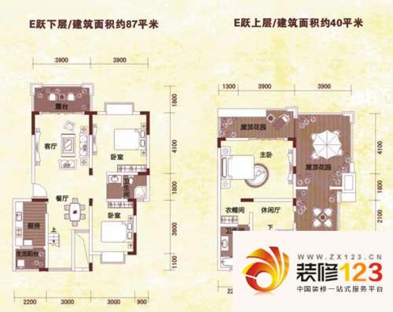 上林西江国际社区户型图e型(跃层.