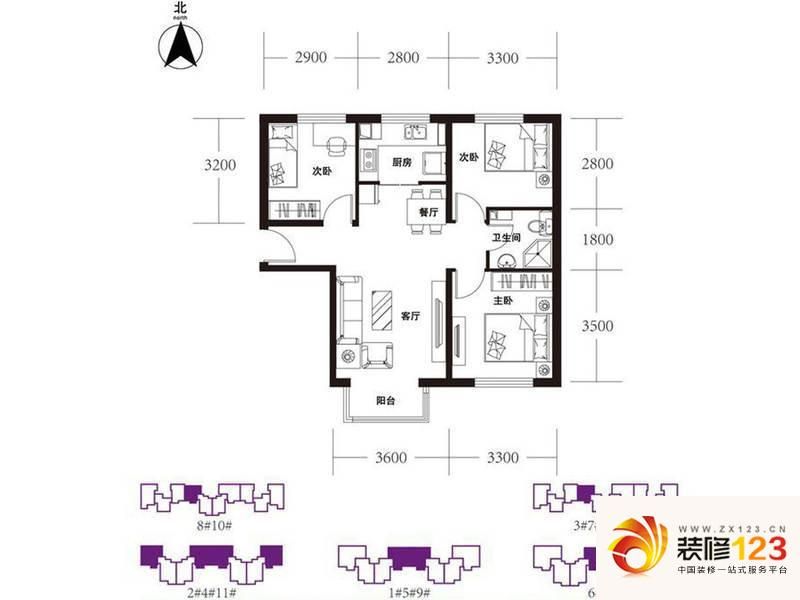 中国铁建梧桐苑A-A户型户型图 ...