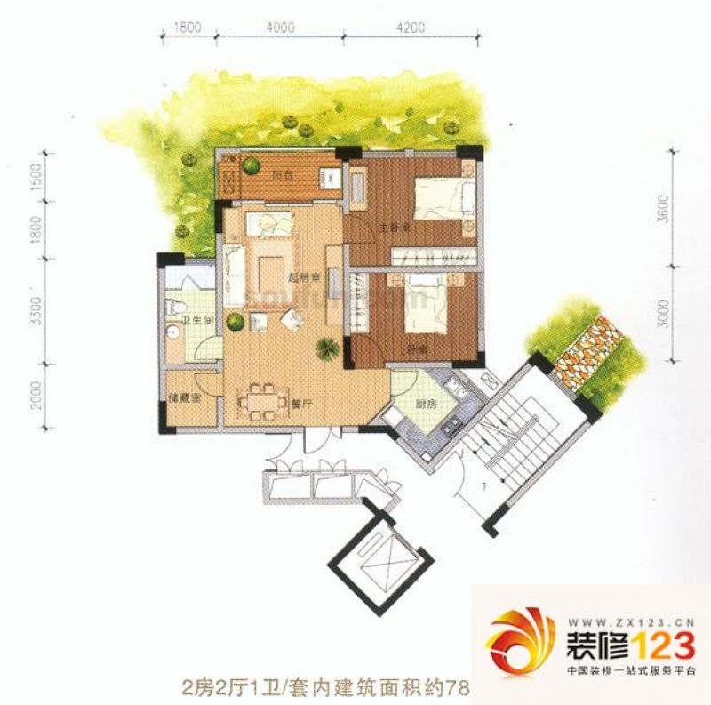 重庆天江鼎城天江鼎城户型图室内图 2室2厅1卫.