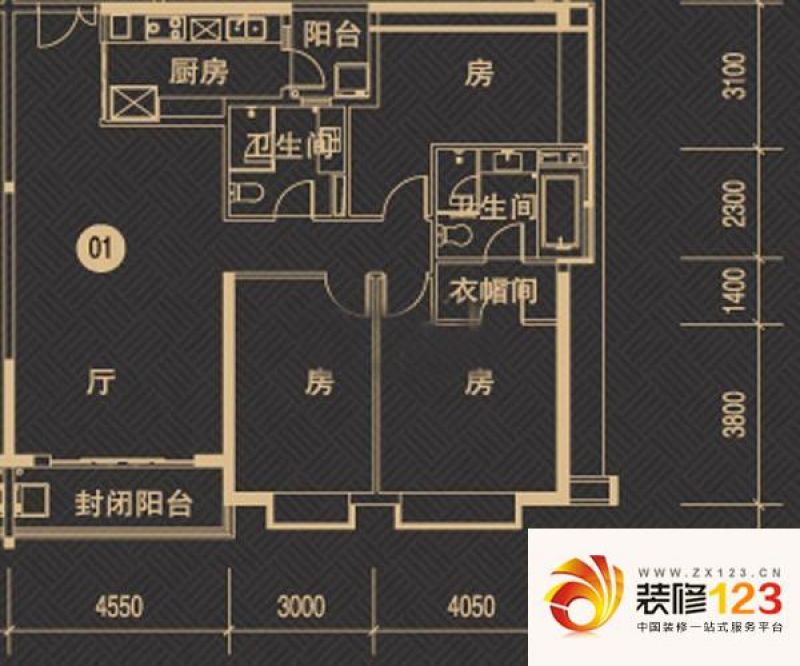 广州富力国际公馆富力国际公馆a栋01单元3房户型图.