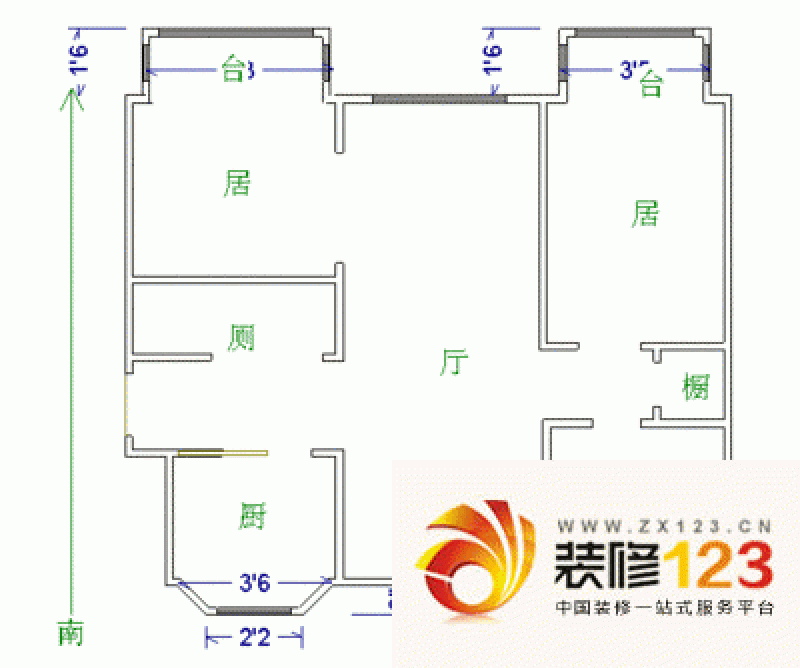 华苑新城户型图户型图 3室2厅2卫 .