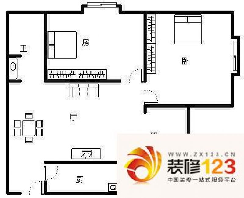 红鼎国际名苑 2室 户型图 .