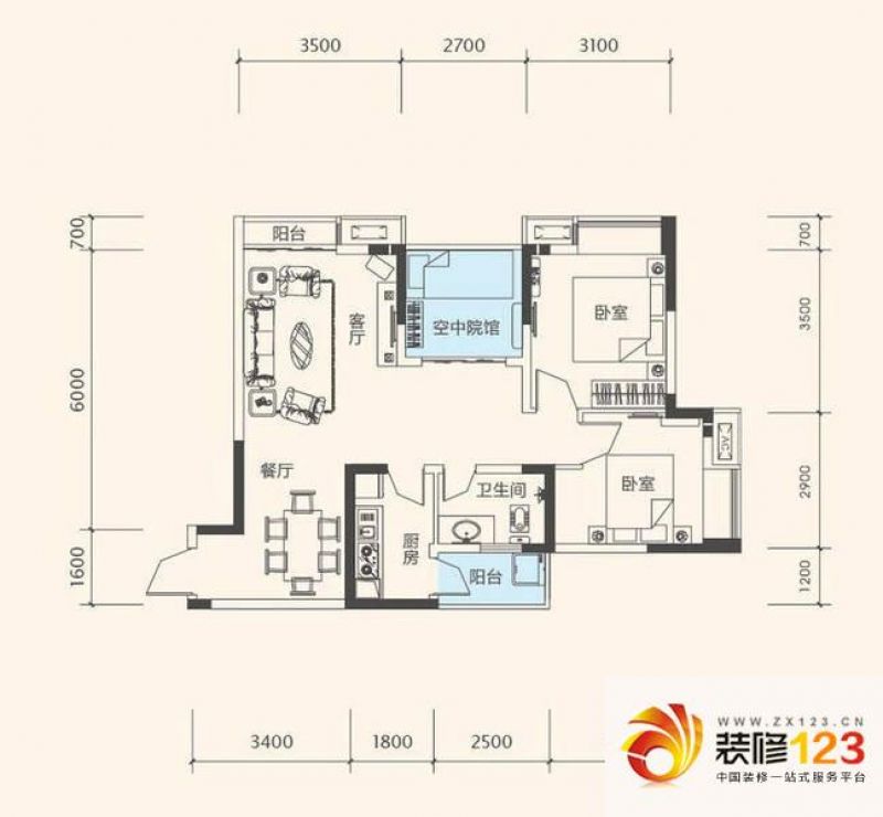 重庆环山国际环山国际1号楼5号房户型户型图.