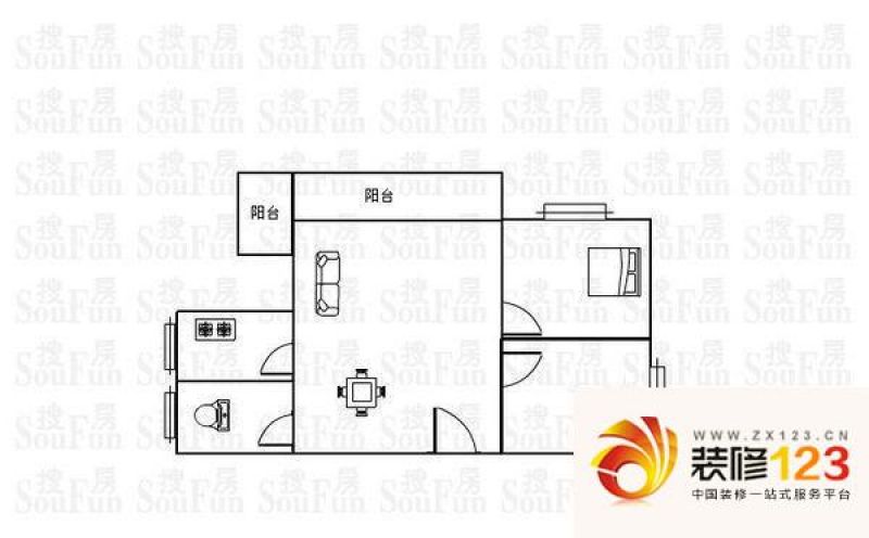 金港花园户型图2室2厅户型图 2室.