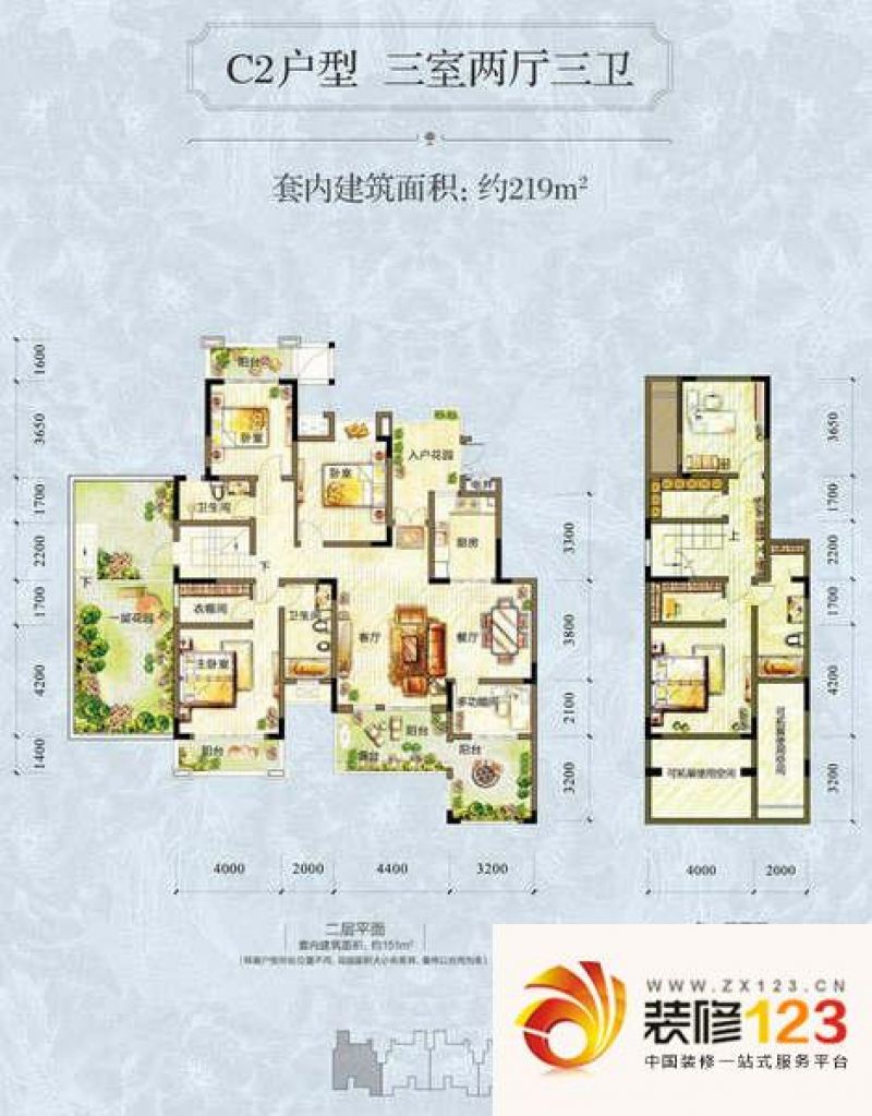 隆鑫鸿府一期b1栋跃层c2户型户型 .