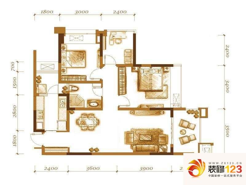 重庆万科悦峰万科悦峰3期b户型户型图.